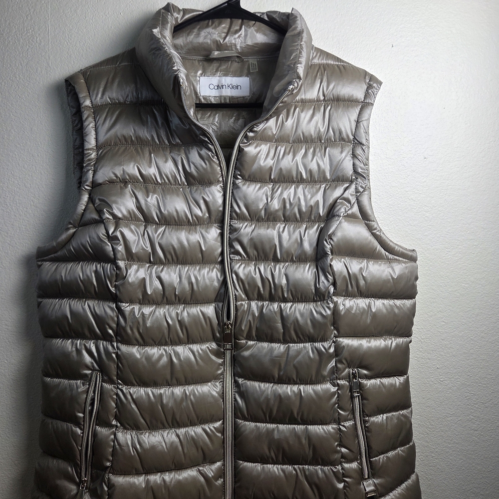 Calvin Klein Metallic Gray Puffer Vest